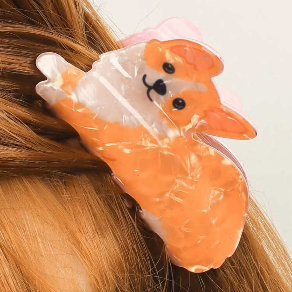3/$22🩶  Corgi Dog Claw Clip Novelty Hair Accessory Acrylic Hair Clip Puppy NEW